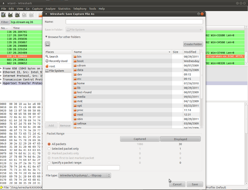 packet sniffing using wireshark